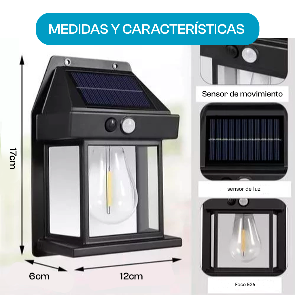 APLIQUE SOLAR TIPO FAROL VINTAGE