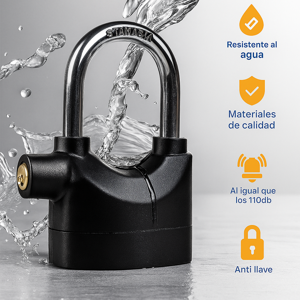 CANDADO LARGO CON ALARMA + ENVIO GRATIS