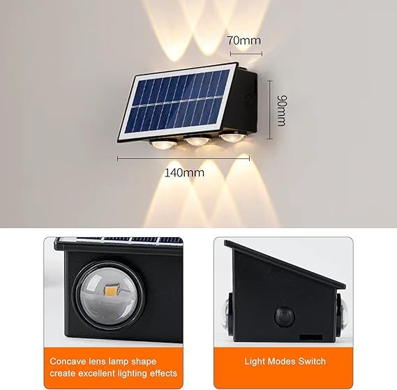 Aplique Solar para Muro Exterior 6 LED