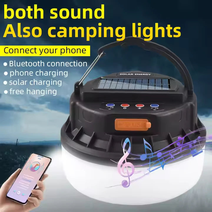 Lámpara Solar para Camping con Parlante.