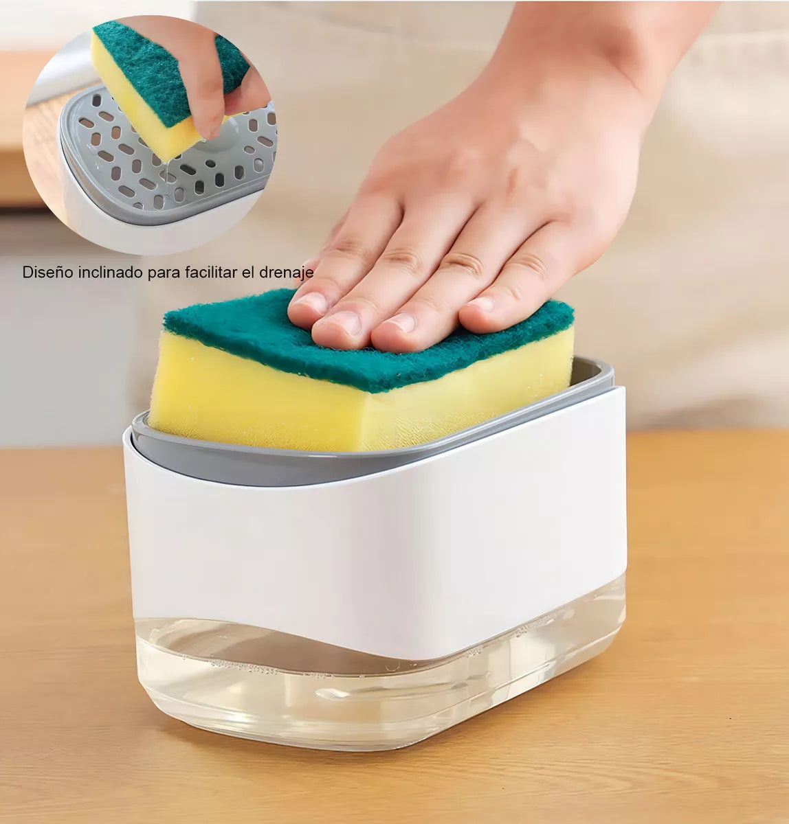 Porta Esponja Con Dispenser De Jabon