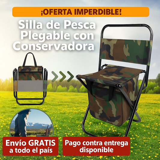 SILLA DE PESCA PLEGABLE CON CONSERVADORA